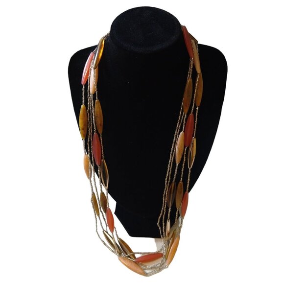 Atomic Statement Multi-Strand Plastic Bead Elongated Multicolor Necklace J24 - Picture 1 of 5